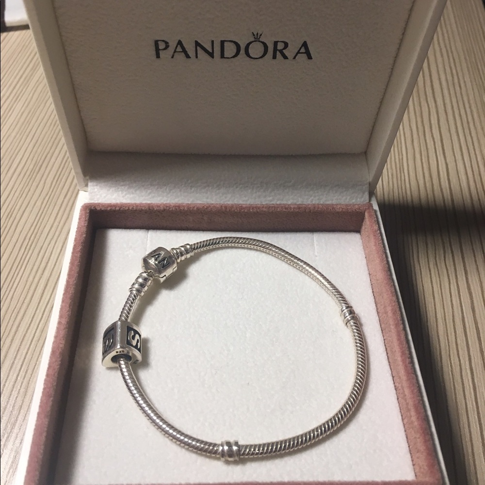 PANDORA Sterling Silver with "S" Charm Bracelet