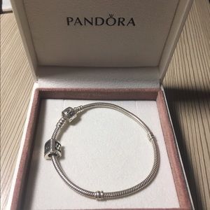 PANDORA Sterling Silver with "S" Charm Bracelet