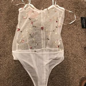 Fashion Nova Sheer Floral Print Bodysuit! NWT!