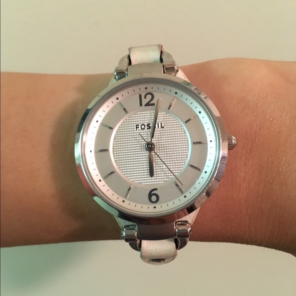 CLOSET CLOSING! White leather Fossil Watch