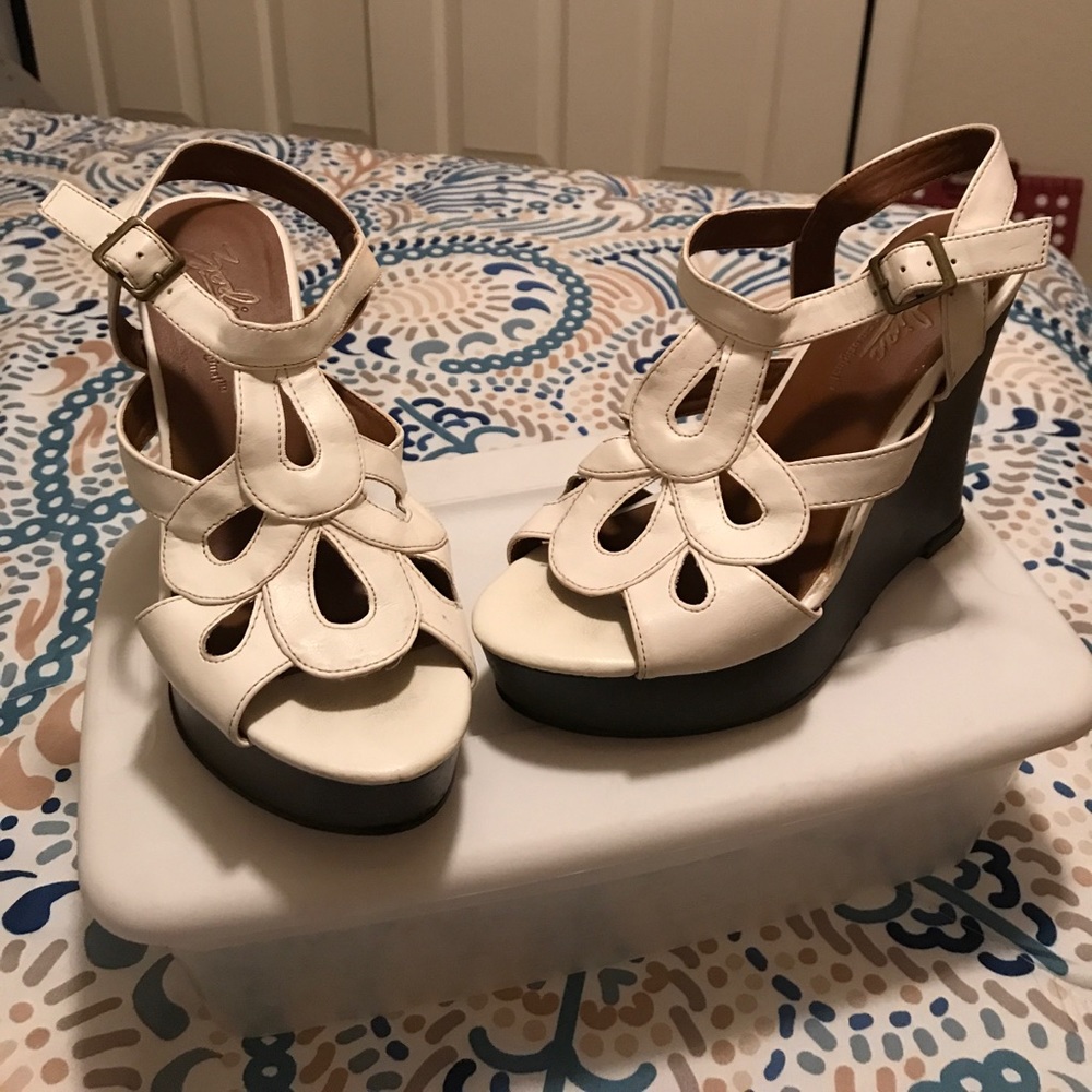White wedge shoes