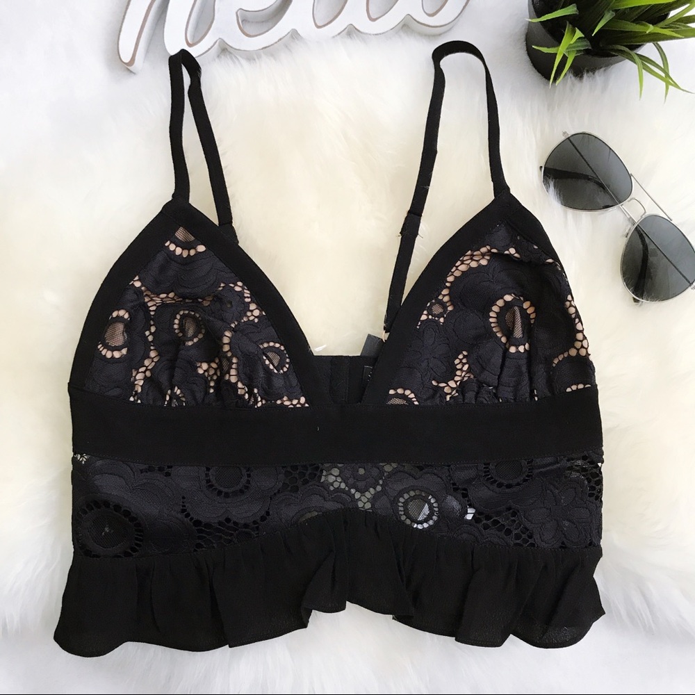 FOR LOVE & LEMONS Sonya Lace Crop top Black NWT - Picture 3 of 7