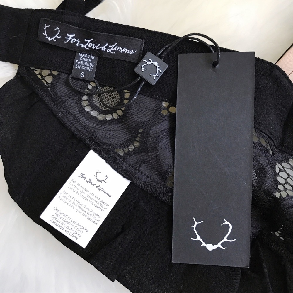 FOR LOVE & LEMONS Sonya Lace Crop top Black NWT - Picture 6 of 7