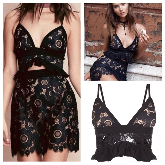 For Love and Lemons Tops - FOR LOVE & LEMONS Sonya Lace Crop top Black NWT