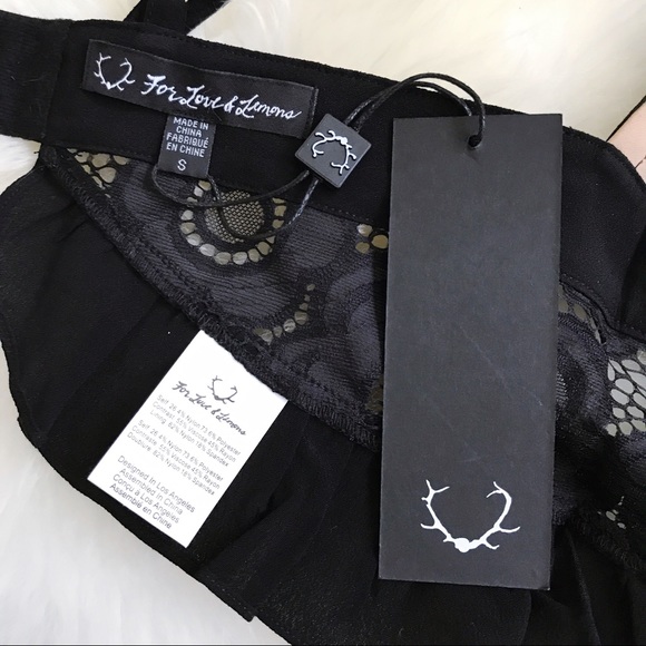 FOR LOVE & LEMONS Sonya Lace Crop top Black NWT - Picture 6 of 7