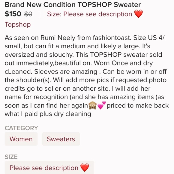 Brand New CONDITION TOPSHOP SWEATER - Picture 5 of 5