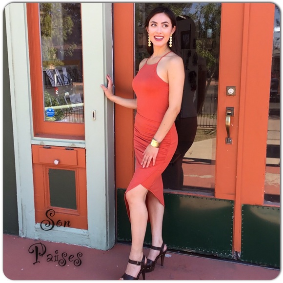 Rust Bodycon Maxi Dress-LAST ONE - Picture 2 of 4