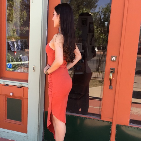 Rust Bodycon Maxi Dress-LAST ONE - Picture 3 of 4