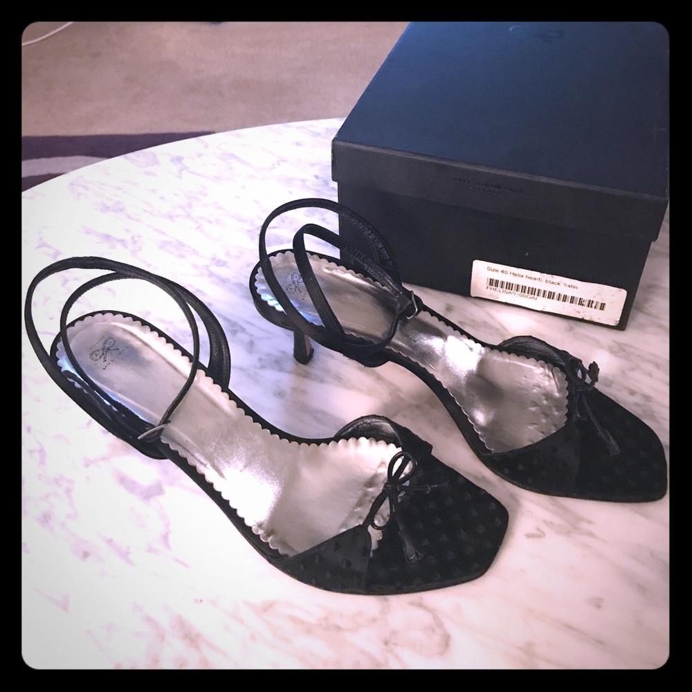 Anya Hindmarch Black Satin Strappy Heel