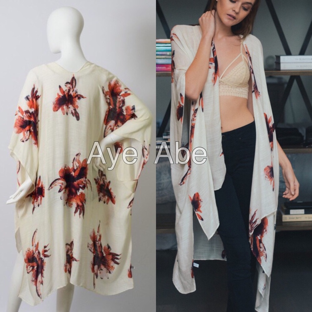 Floral print kimono wrap cover up cardigan new - Picture 4 of 5