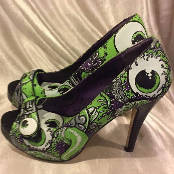 Iron Fist Green Peep Toe heels Oh No Size 8 - Picture 2 of 8
