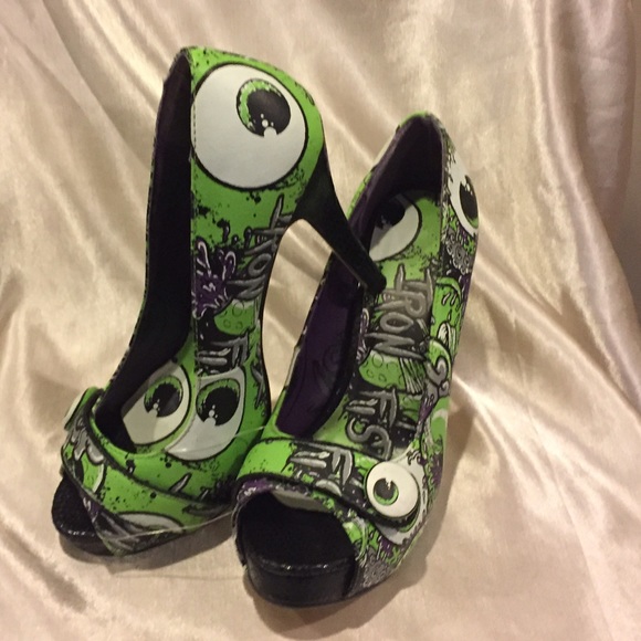Iron Fist Green Peep Toe heels Oh No Size 8 - Picture 3 of 8
