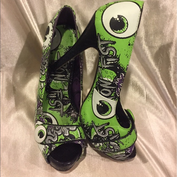 Iron Fist Green Peep Toe heels Oh No Size 8 - Picture 4 of 8