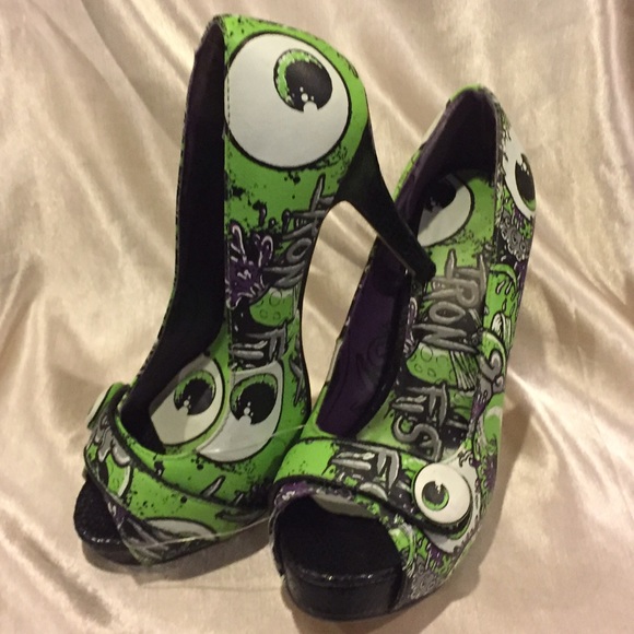 Iron Fist Green Peep Toe heels Oh No Size 8 - Picture 6 of 8