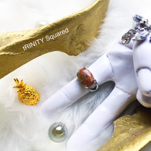 . {POLYCHROME JASPER} Faceted silver cocktail ring - Picture 2 of 8