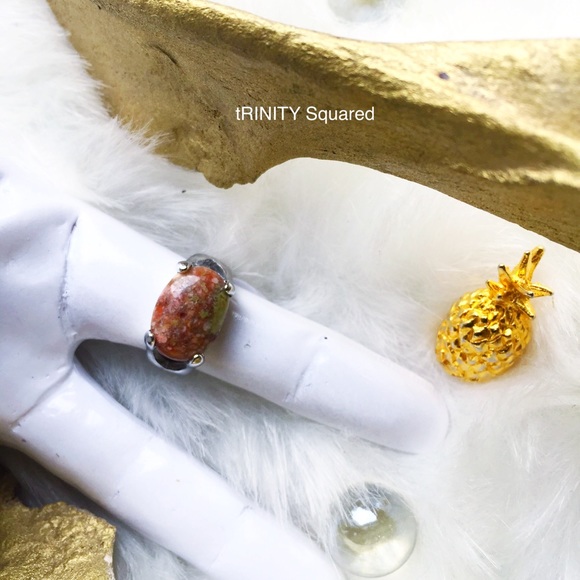 . {POLYCHROME JASPER} Faceted silver cocktail ring - Picture 1 of 8