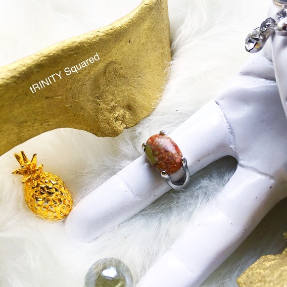 . {POLYCHROME JASPER} Faceted silver cocktail ring - Picture 5 of 8