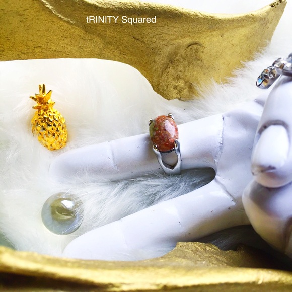 . {POLYCHROME JASPER} Faceted silver cocktail ring - Picture 7 of 8