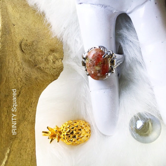 . {UNAKITE} Silver claw cocktail ring 7 - Picture 4 of 8