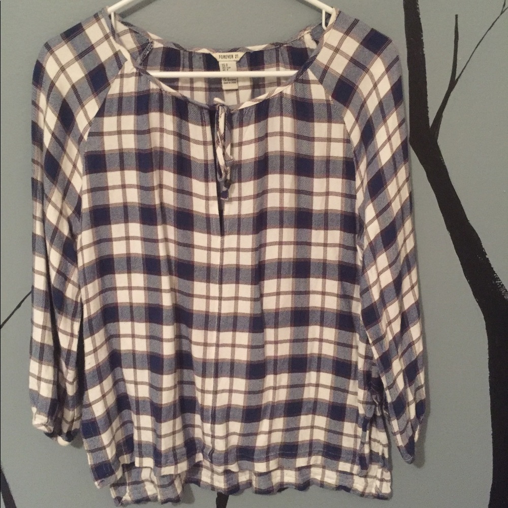 Cute plaid peasant top