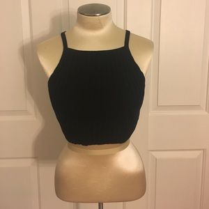 Black Ribbed Crop Top- Urban Outfitters