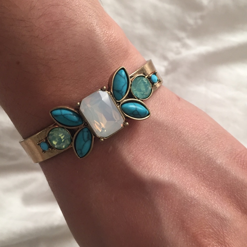 Gold bangle with big stones bling