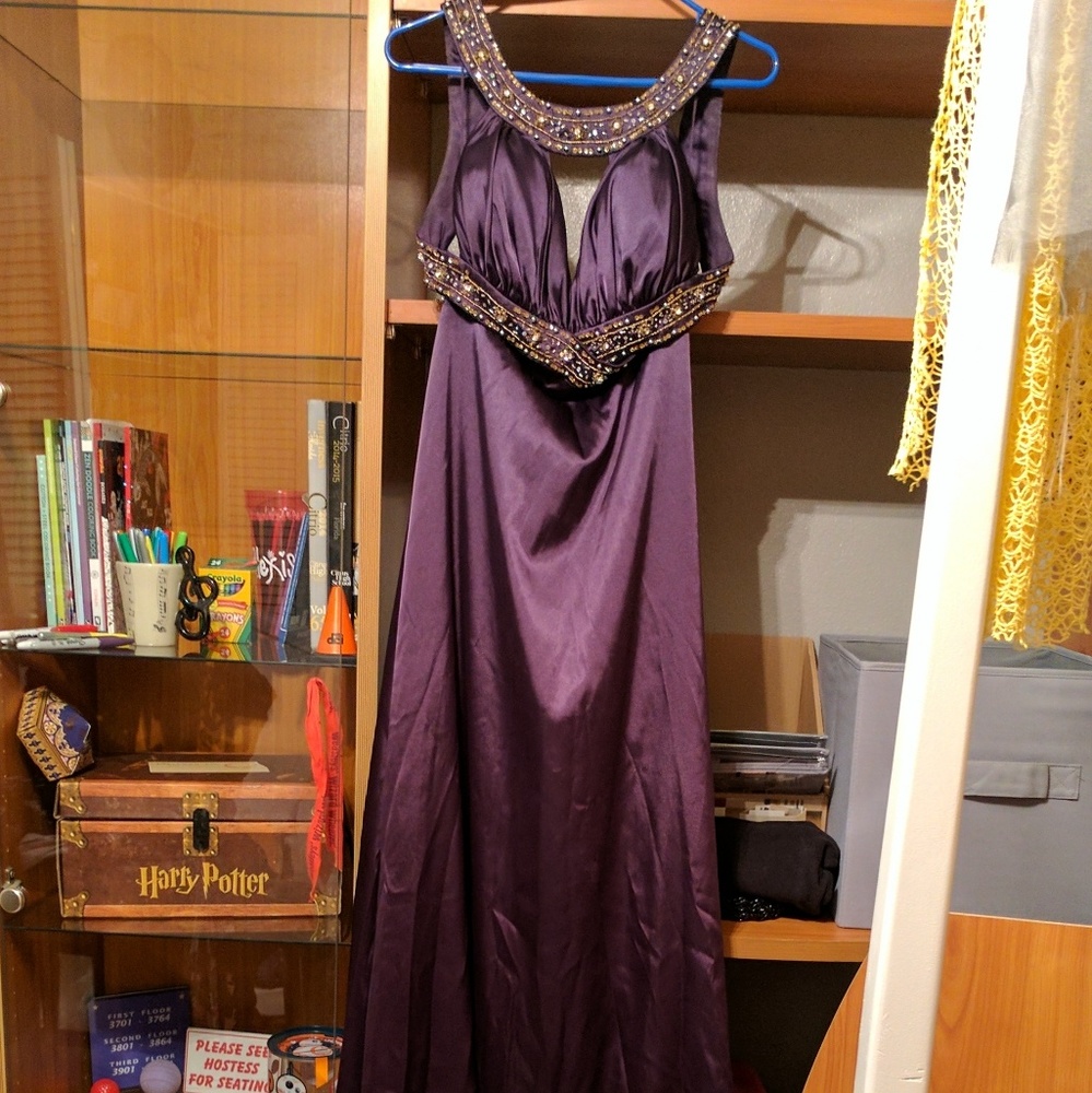 Purple and Gold Prom Dress