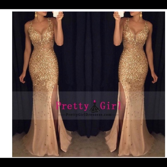 Gold Sparkle Shiny Prom Party Dress Graduation Dress Evening Dress