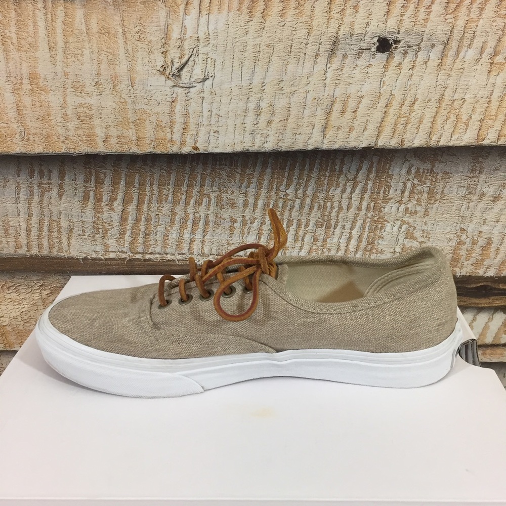 Tan Vans with Leather Laces. Gently Worn. Unisex.
