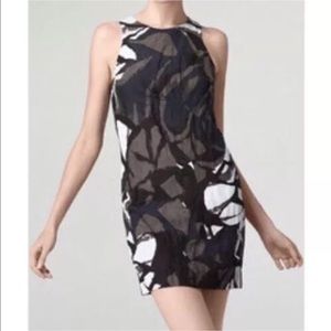 VINCE Asymmetrical Pleat Shift Printed Dress