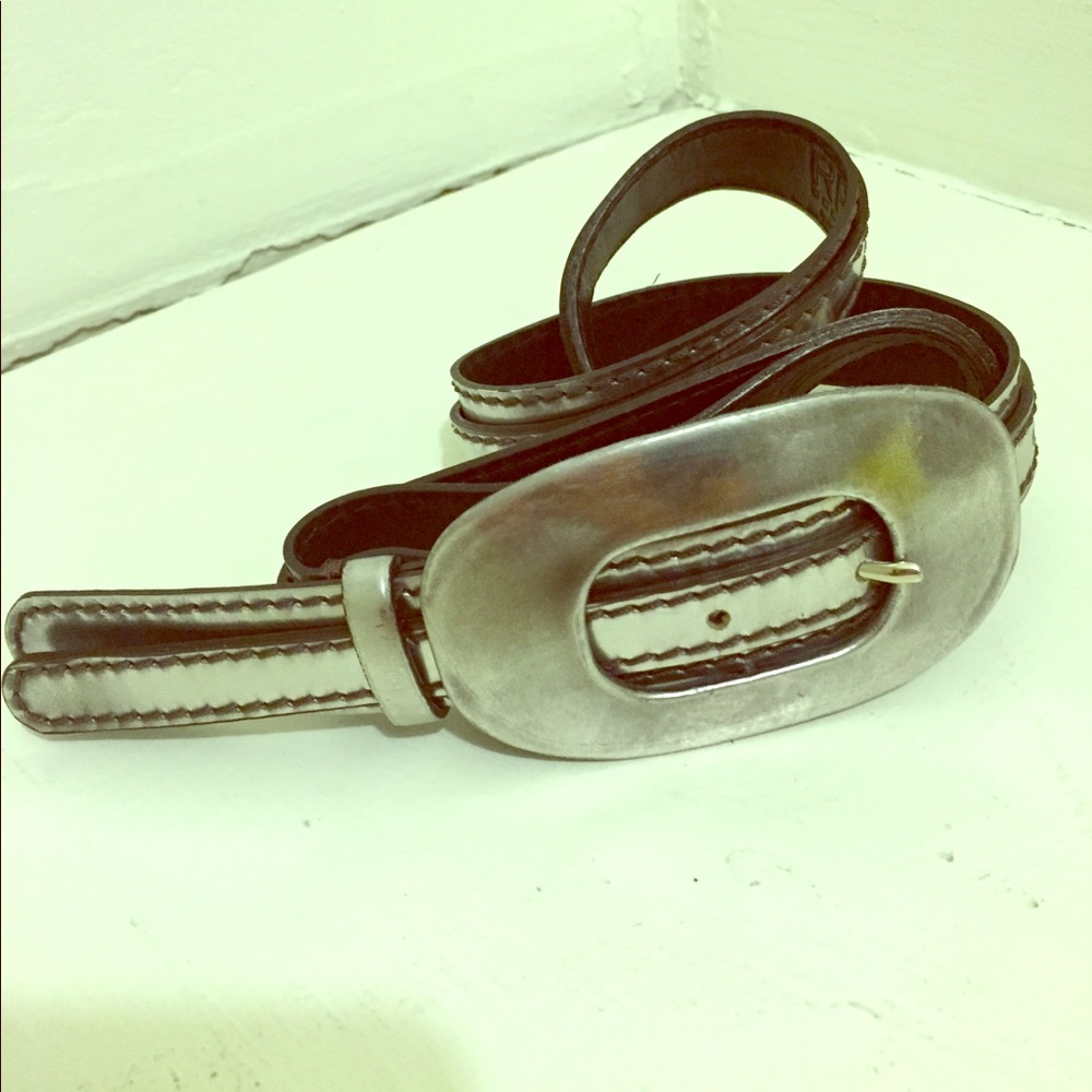 Womens RH Reptiles House Milan Silver Leather Belt