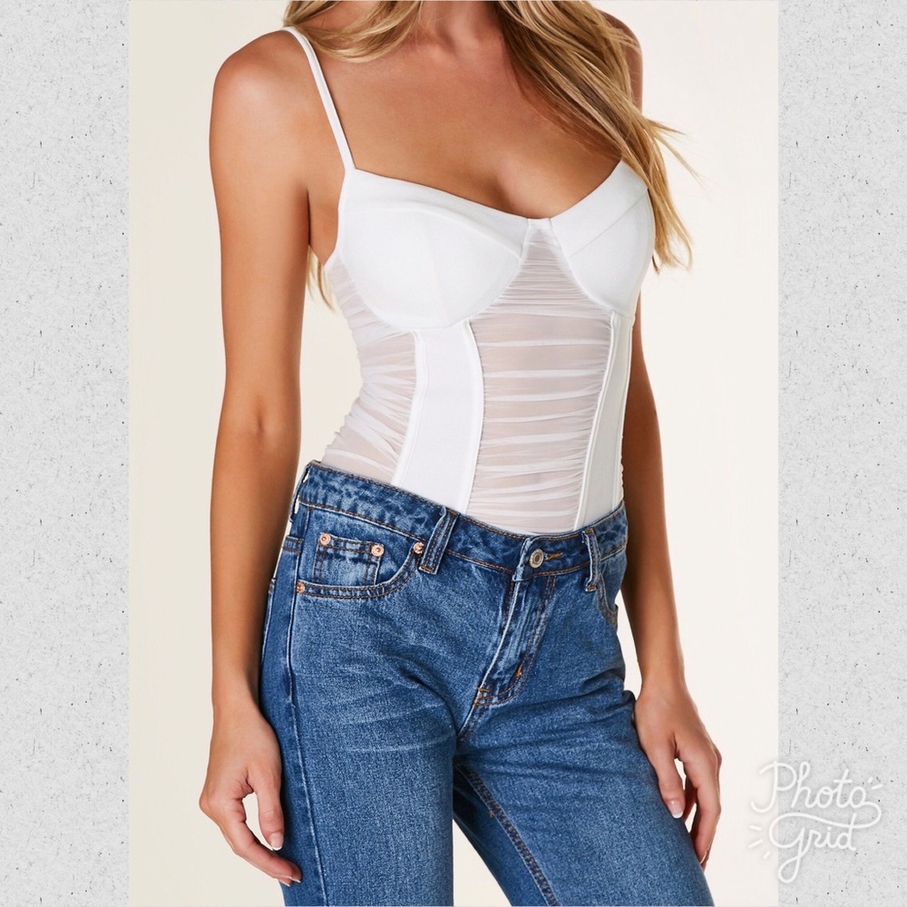 Off White Mesh Bodysuit Large