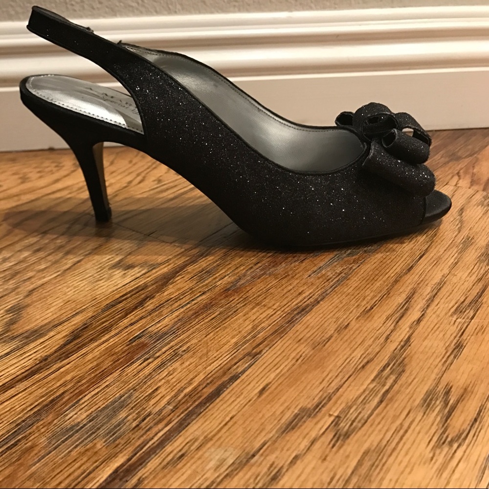 A.Marinelli new black sparkly heels with bow