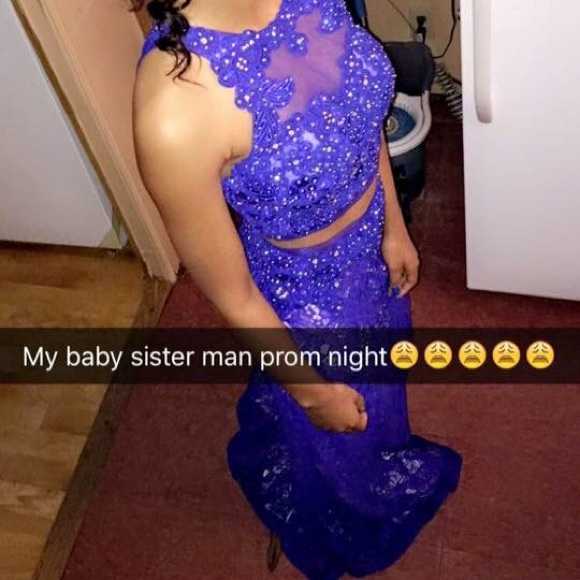 two piece size 0 royal blue prom / pageant dress - Picture 2 of 3