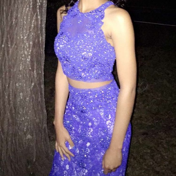 two piece size 0 royal blue prom / pageant dress - Picture 3 of 3