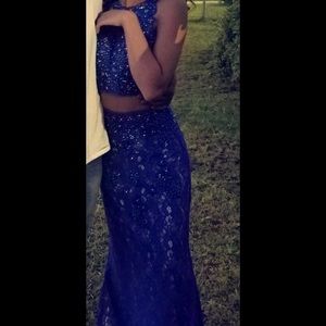 two piece size 0 royal blue prom / pageant dress