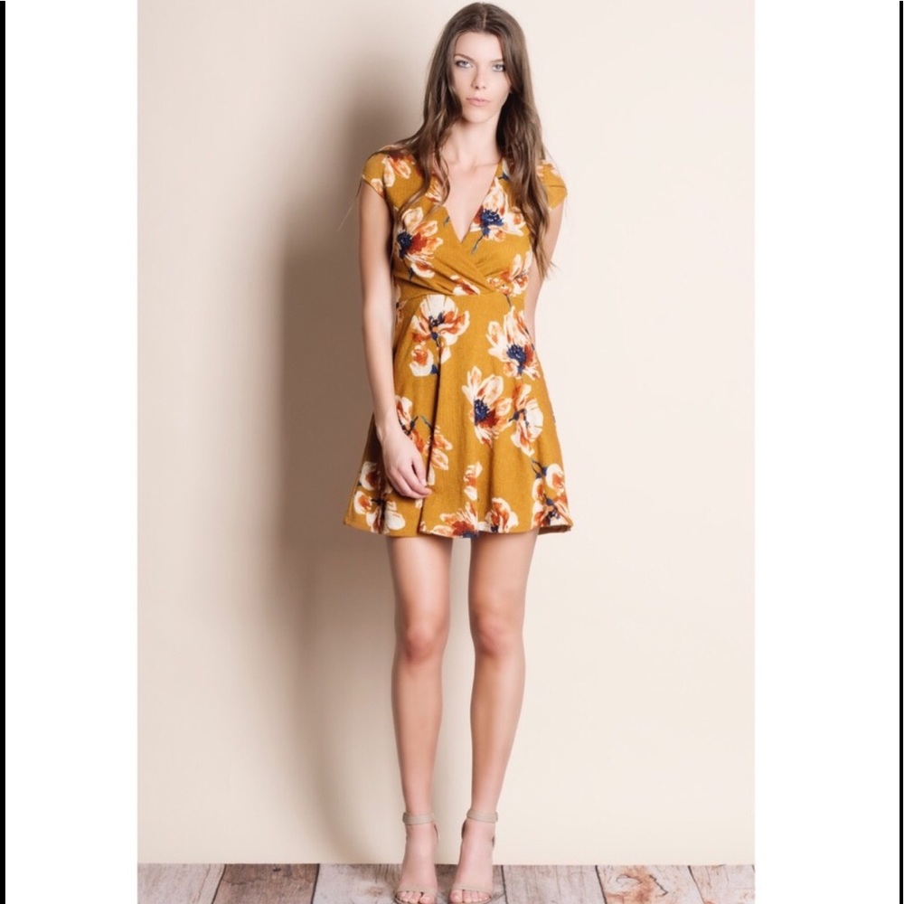 LULU floral print dress - MUSTARD - Picture 2 of 4