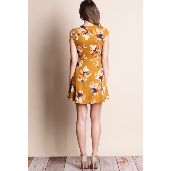 LULU floral print dress - MUSTARD - Picture 3 of 4