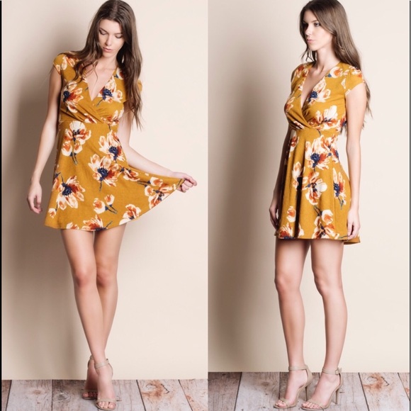 LULU floral print dress - MUSTARD - Picture 4 of 4