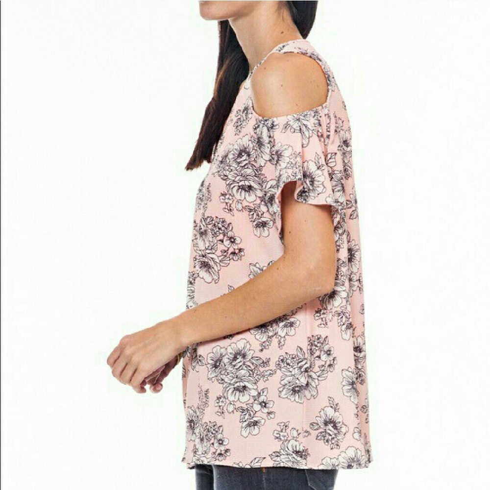 🎉HP!🎉 S or L Pink cutout floral top - Picture 2 of 4
