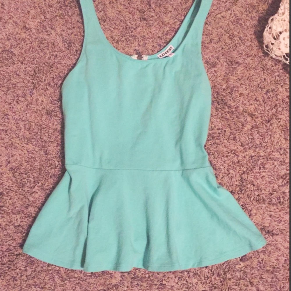 Express peplum top aqua size medium