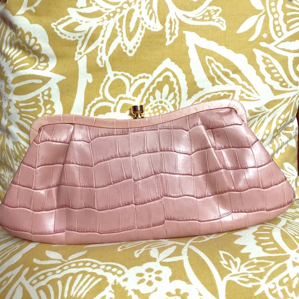 Pink Leather Clutch