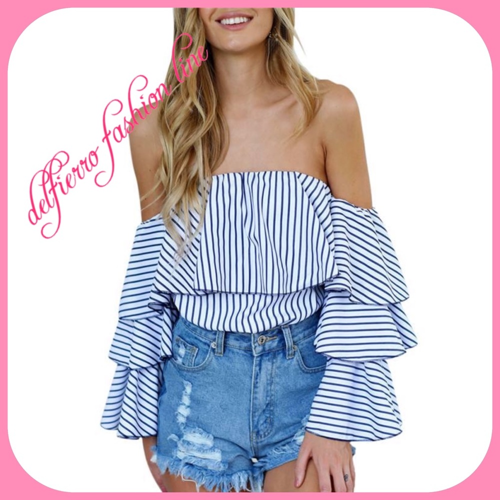 Sexy Off shoulder stripped blouse