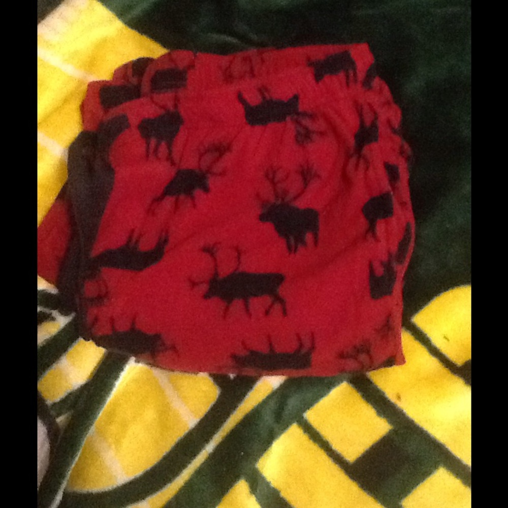 Reindeer pajama pants.