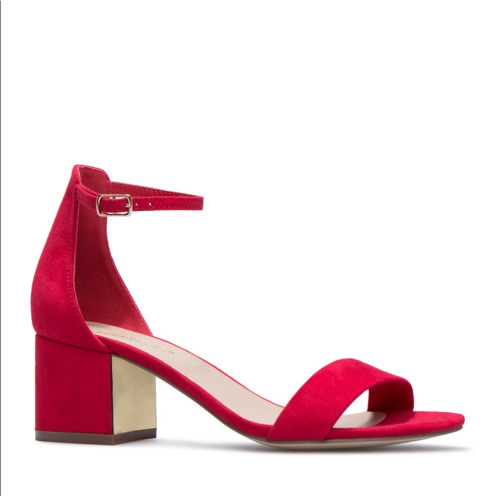 Red Block Heel Sandals