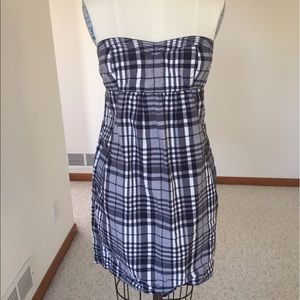 Plaid strapless dress