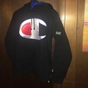 Supreme X Champion Satin Logo Hooded Sweatshirt