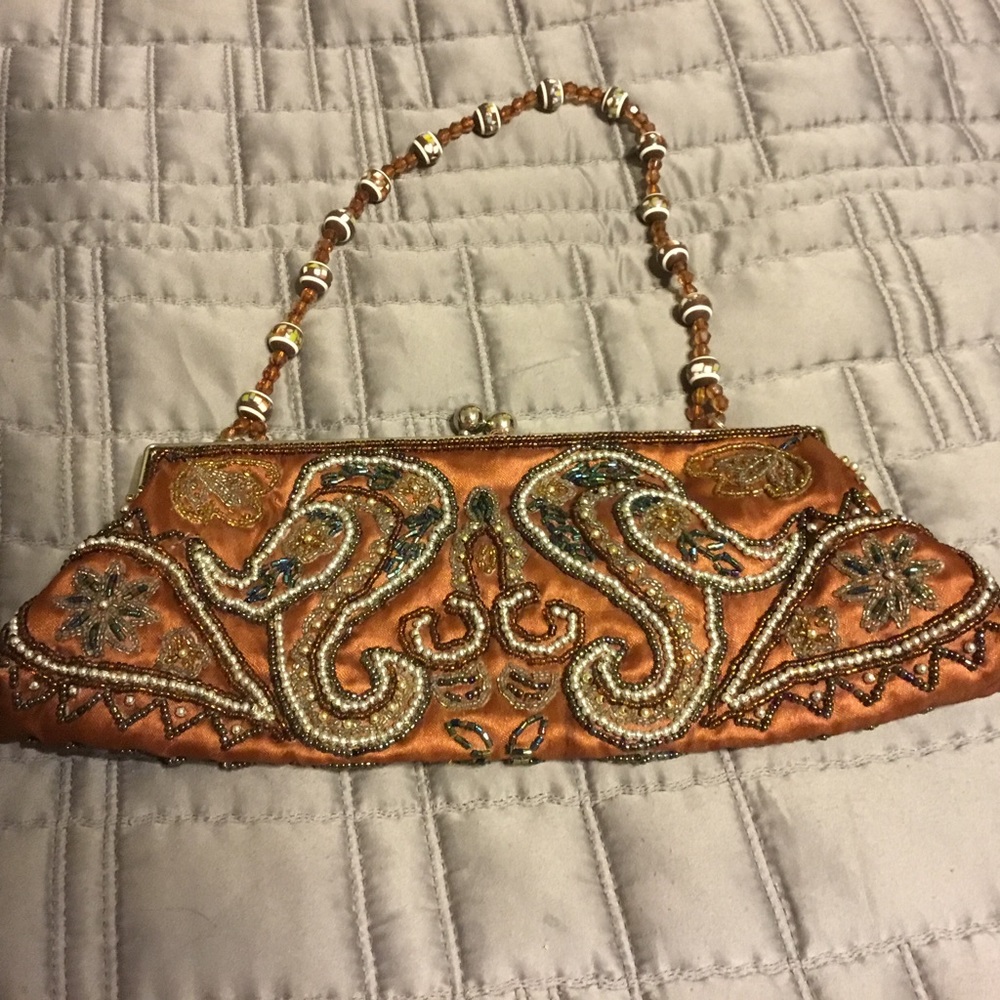 Brown beaded bag