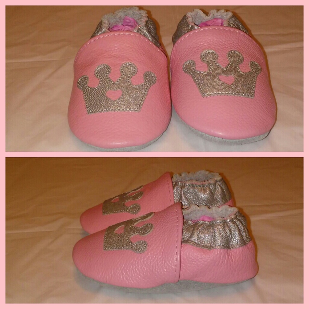 New Baby Girls Pink/Silver w/Crown Shoes