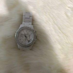 Michael Kors white watch w/ diamonds